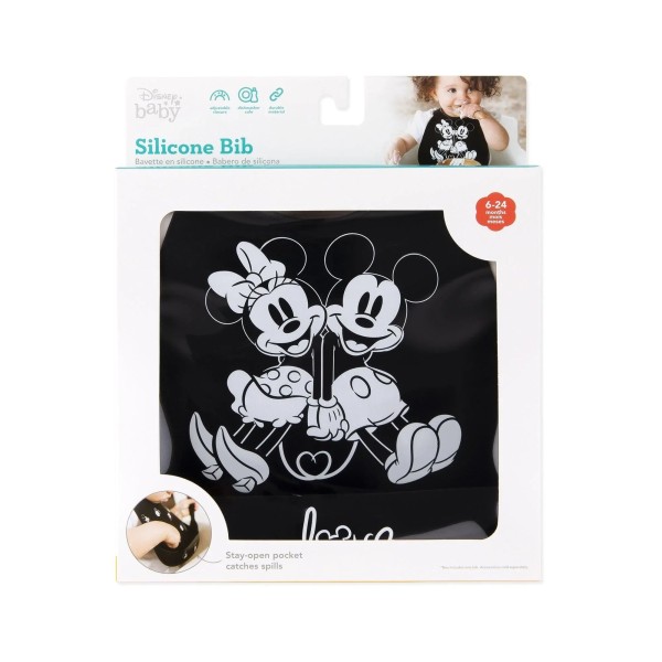 Bavette en Silicone - 6-24 mois - Disney Mickey + Minnie Mouse