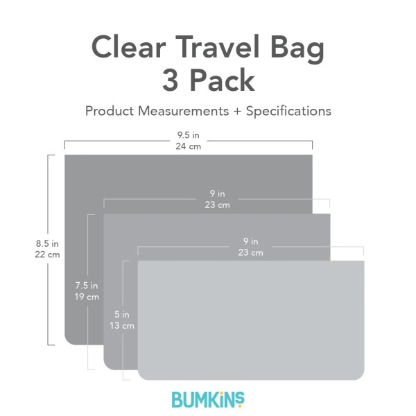 Reisebeutel mit durchsichtigem Fenster (3er-Pack) - Rich Black