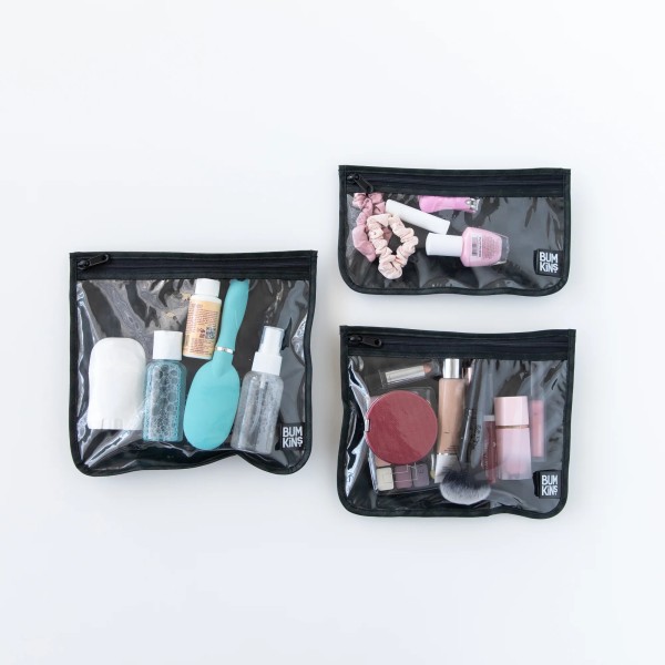 Reisebeutel mit durchsichtigem Fenster (3er-Pack) - Rich Black