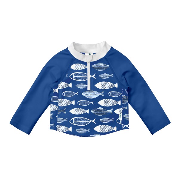 Zip Long Sleeve Rashguard - Blue Fish