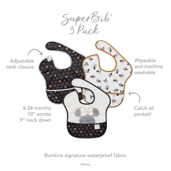 SuperBib® Babero para bebés (3 paquete) - Disney Love, Minnie