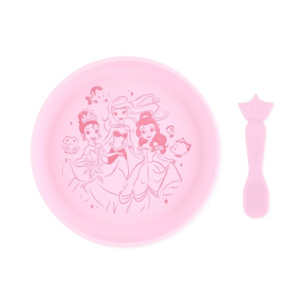 Silicone Plate + Spoon Set - Disney Princess - Pink