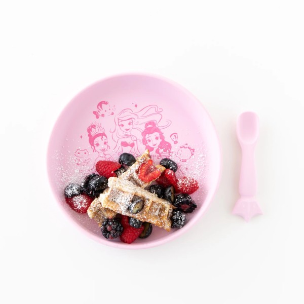 Silicone Plate + Spoon Set - Disney Princess - Pink