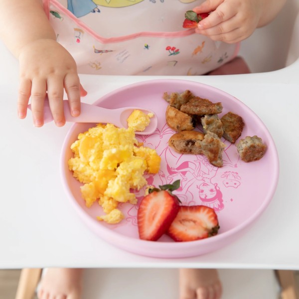 Silicone Plate + Spoon Set - Disney Princess - Pink