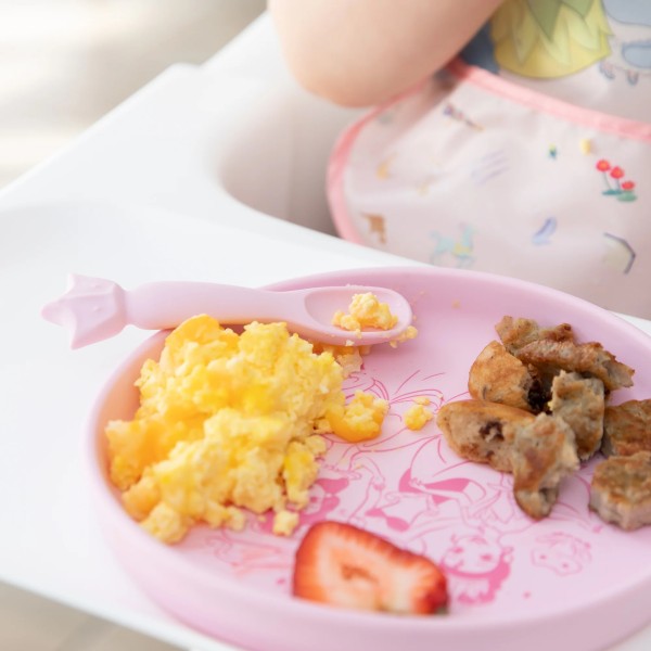 Silicone Plate + Spoon Set - Disney Princess - Pink