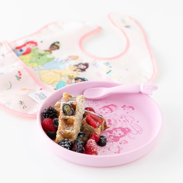 Silicone Plate + Spoon Set - Disney Princess - Pink