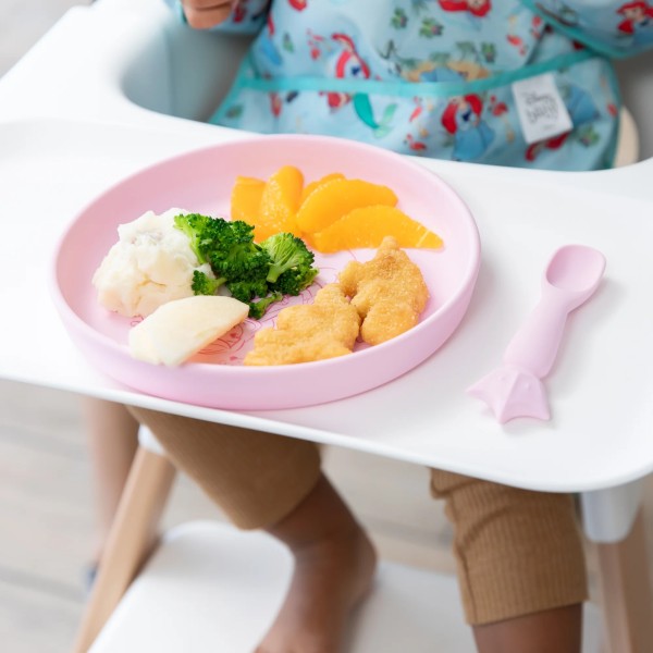 Silicone Plate + Spoon Set - Disney Princess - Pink
