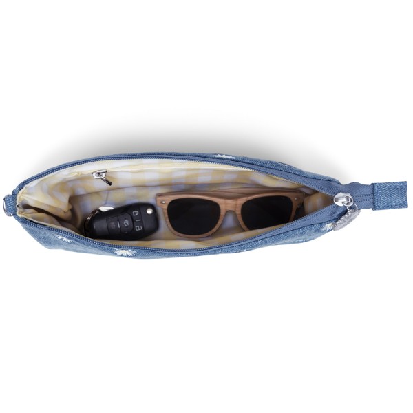 3-piece Pouch Set - Denim & Daisies