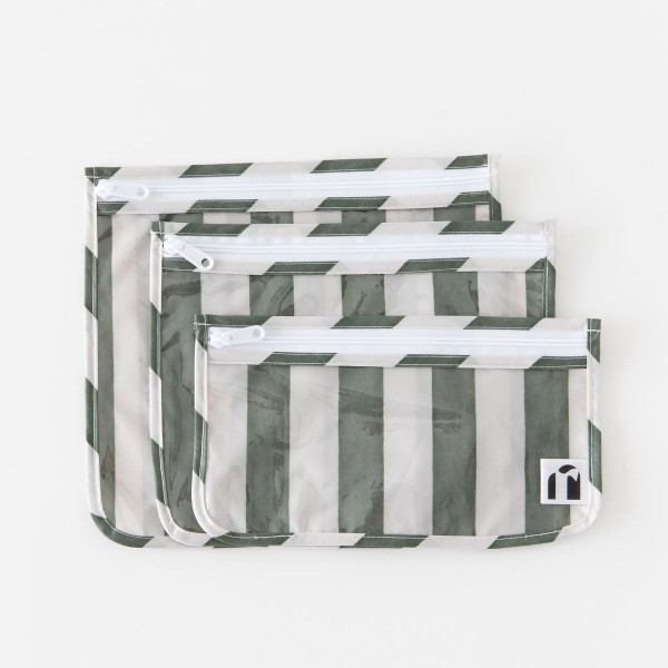 Neceseres con Frontal Transparente (3 paquete) - Clubhouse Stripe