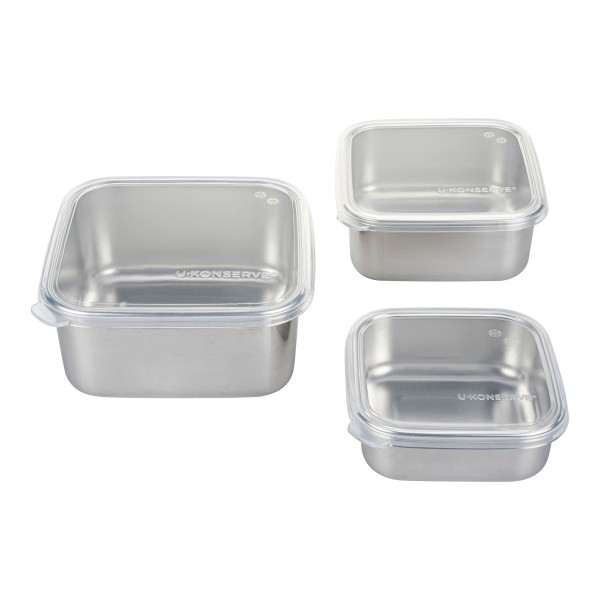 Square Food Storage Containers - Nesting Trio (Set of 3) - Transparant