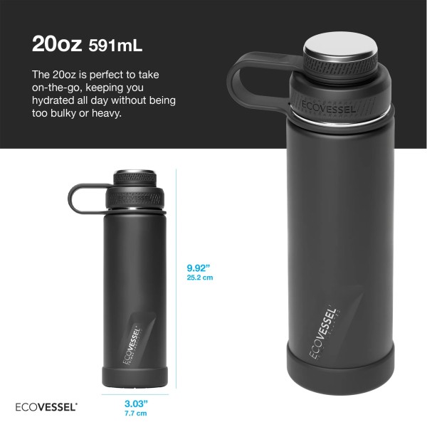 The Boulder 20oz / 591ml - TriMax® Geïsoleerde RVS Fles - Mountain Green