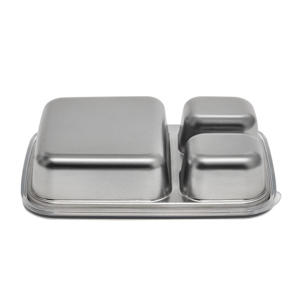 Divided Rectangle Food-Storage Container - 3 Compartment - Transparant