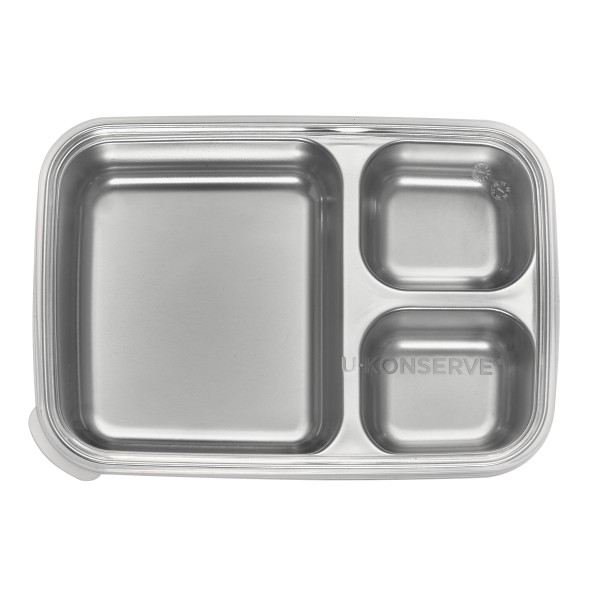 Divided Rectangle Food-Storage Container - 3 Compartment - Transparant