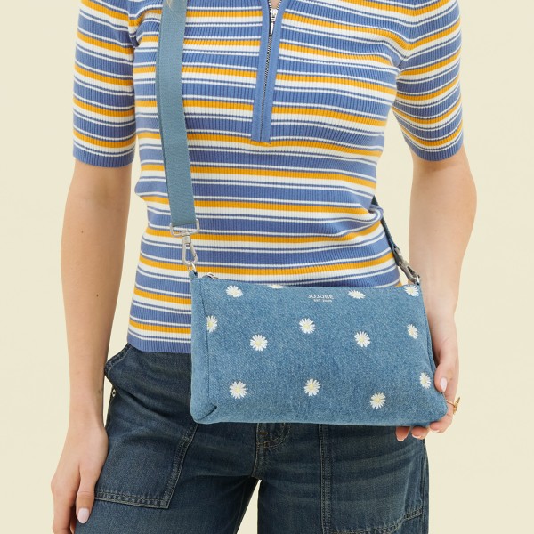 3-piece Pouch Set - Denim & Daisies