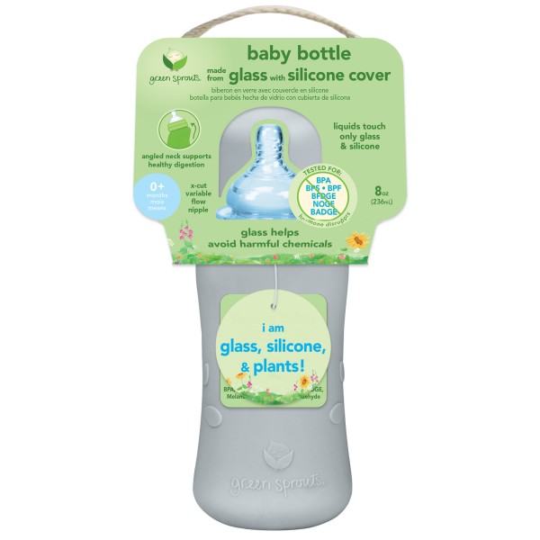 Babyflasche aus Glas 236ml - Grau