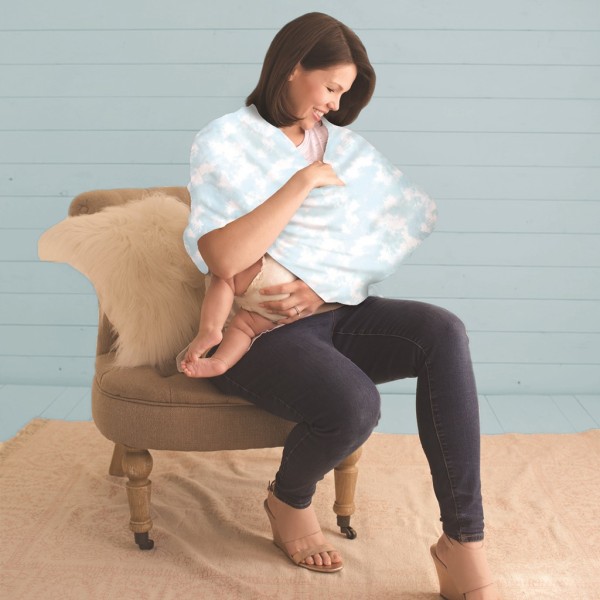 Itzy Ritzy - Mom Boss Couverture et écharpe d'allaitement Multi-usages 4 en 1 - Blue Cloud