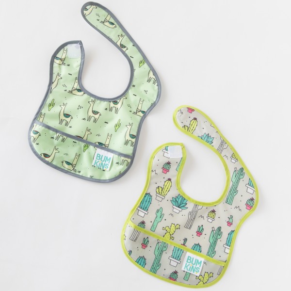 Starter Bib Baberos de Inicicación - 3-9 meses (2 paquete) - Cacti & Llamas