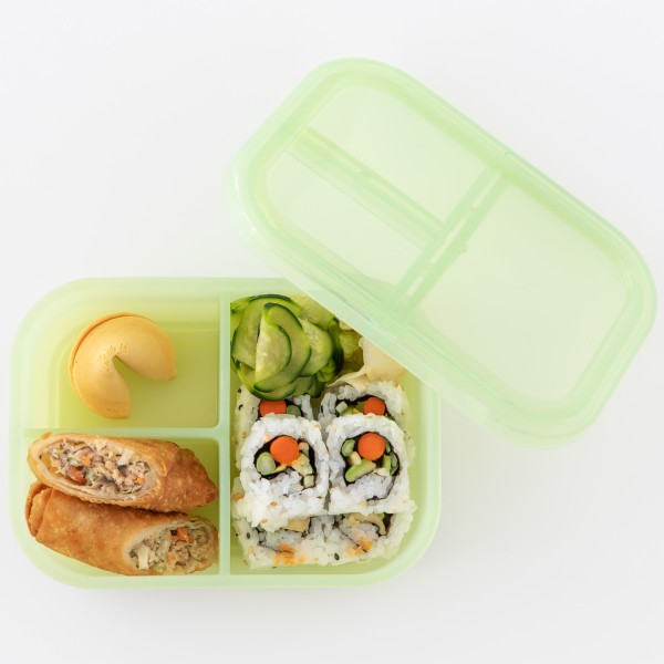Siliconen bento box (3-vaks) - Groen Jelly
