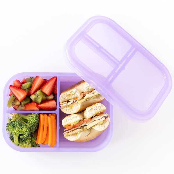 Siliconen bento box (3-vaks) - Paars Jelly