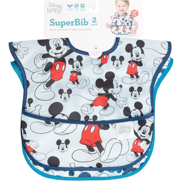 SuperBib® Baby Slab (2 stuks) - Disney Mickey Mouse - Blauw