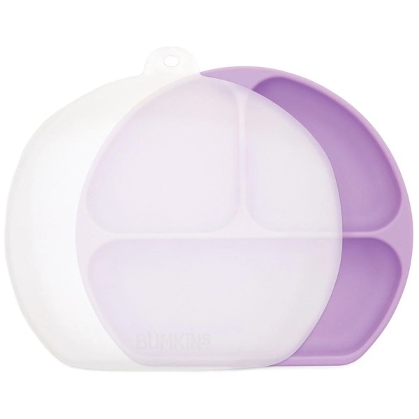 Plat à ventouse en silicone avec couvercle (3 compartiments) - Lavande