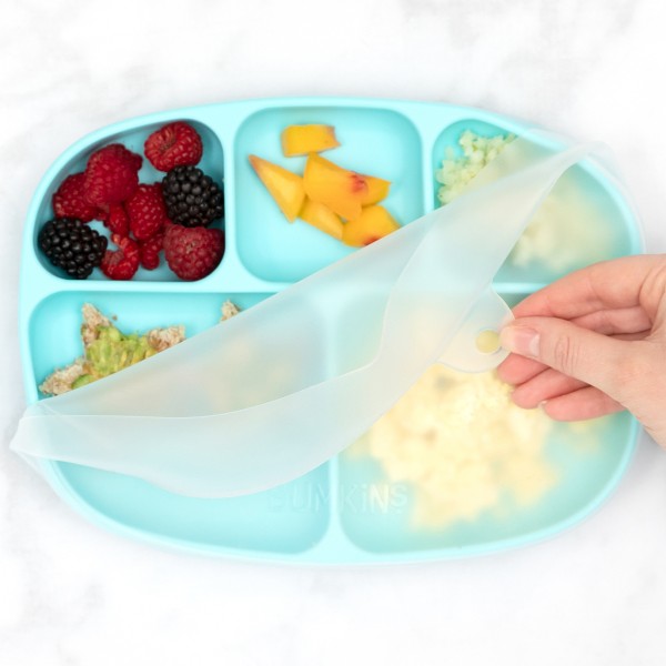 Siliconen vakjesbord met deksel (5 vaks) - Blauw