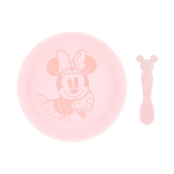 Juego de Plato de Silicona + Cuchara - Disney Minnie Mouse - Pink
