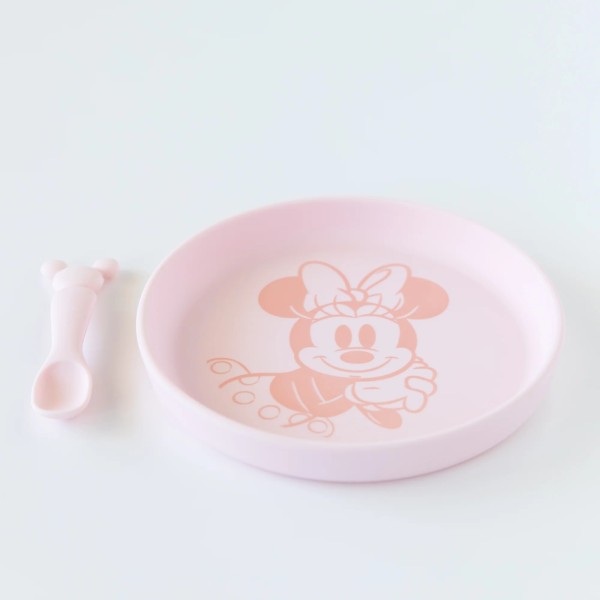 Juego de Plato de Silicona + Cuchara - Disney Minnie Mouse - Pink