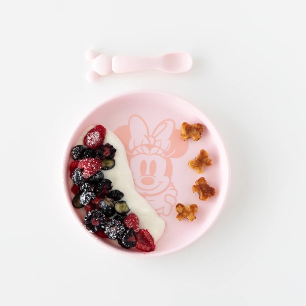 Juego de Plato de Silicona + Cuchara - Disney Minnie Mouse - Pink