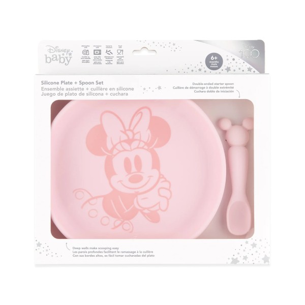 Juego de Plato de Silicona + Cuchara - Disney Minnie Mouse - Pink