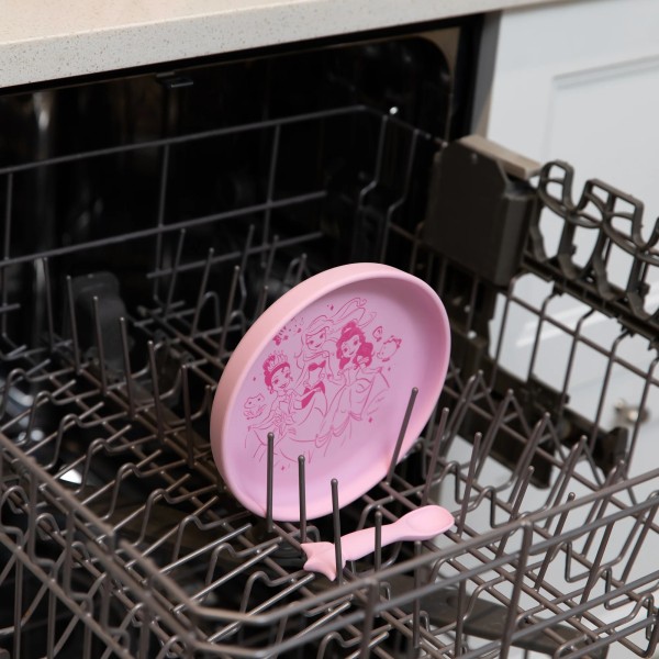 Juego de plato de silicona + cuchara - Disney Princess - Pink