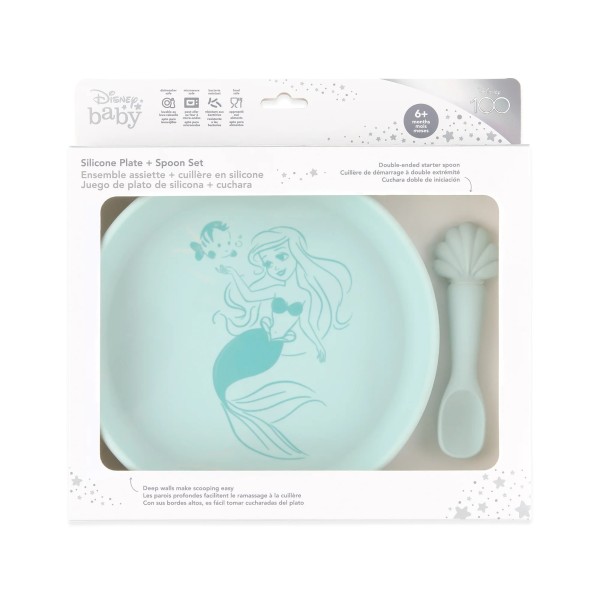 Juego de plato de silicona + cuchara - Disney Princess Ariel