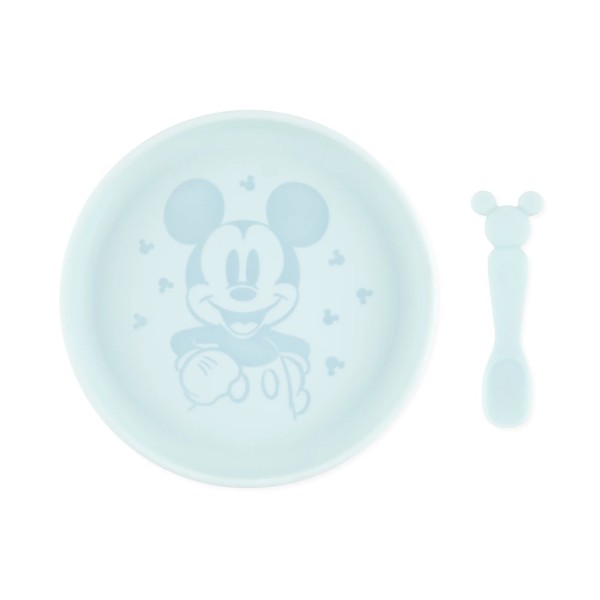 Juego de Plato de Silicona + Cuchara - Disney Mickey Mouse - Blue
