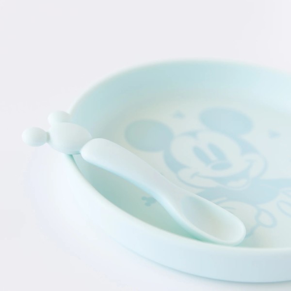 Juego de Plato de Silicona + Cuchara - Disney Mickey Mouse - Blue