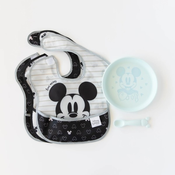 Juego de Plato de Silicona + Cuchara - Disney Mickey Mouse - Blue