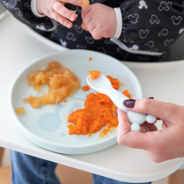 Juego de Plato de Silicona + Cuchara - Disney Mickey Mouse - Blue