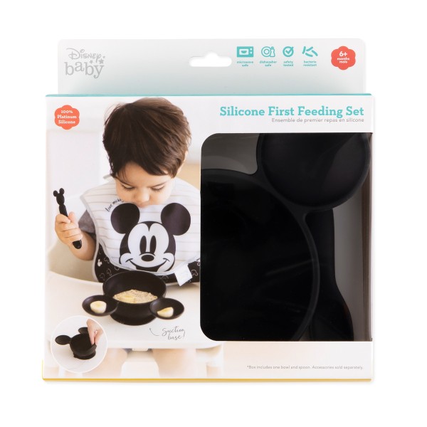 Ensemble de premier repas en silicone - Disney Mickey Mouse - Classic Black