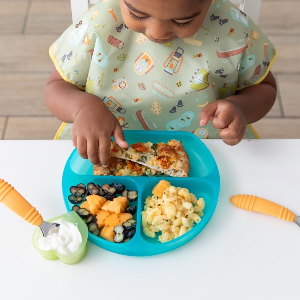 Siliconen vakjesbord met zuignap (3 vaks) - Blue Jelly