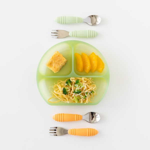 Siliconen vakjesbord met zuignap (3 vaks) - Groen Jelly