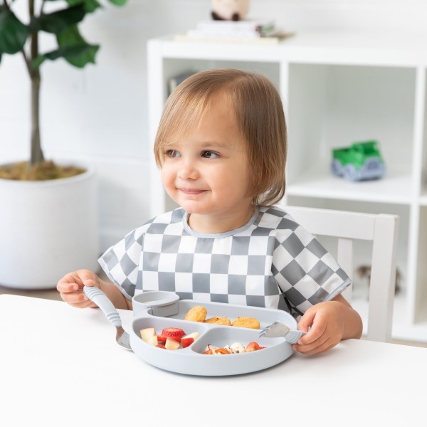 Junior bib - Charcoal Check