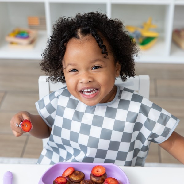 Junior bib - Charcoal Check