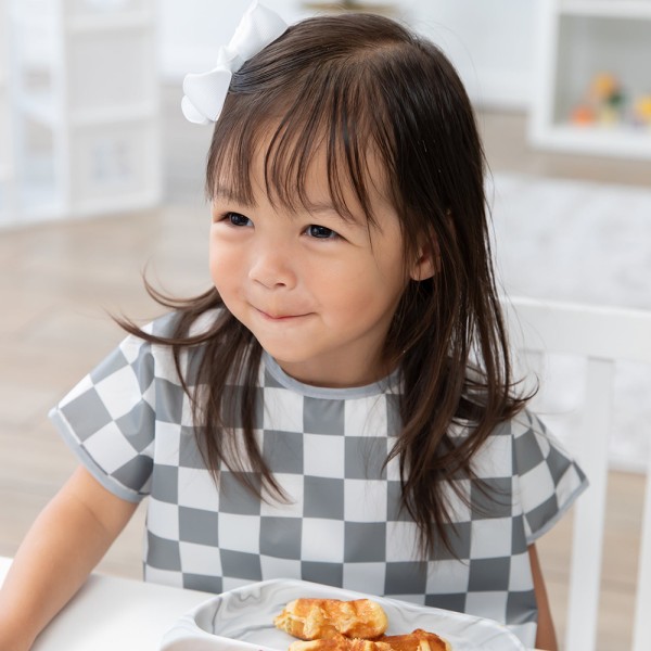 Junior bib - Charcoal Check