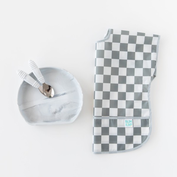 Junior bib - Charcoal Check