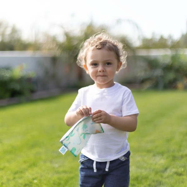 Herbruikbaar Snackzakje - Small (2 stuks) - Dinosaurs & Blue Tropic