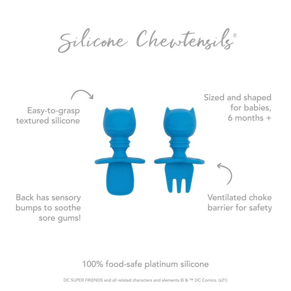 Deuxième chance (sans emballage d'origine) - Chewtensils® ustensiles en silicone - Batman - Bleu