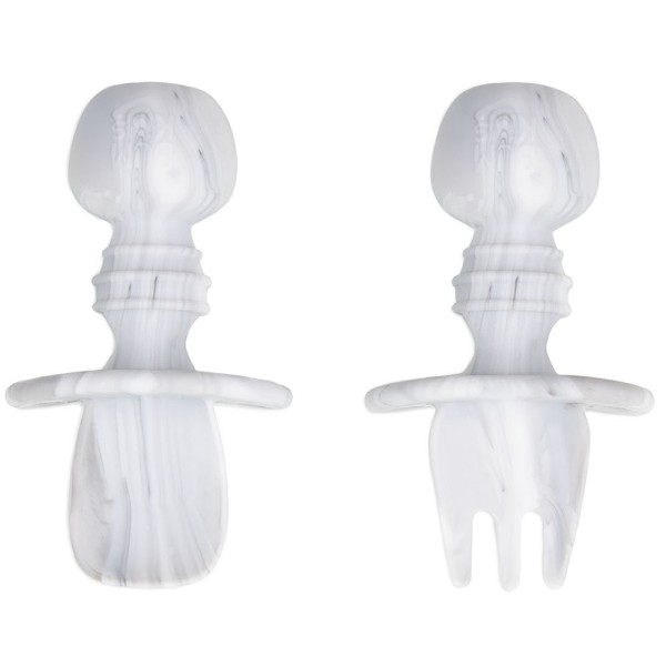 Tweede kans (zonder originele verpakking) - Siliconen Chewtensils® baby bestek - Marmer