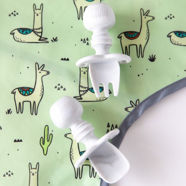 Tweede kans (zonder originele verpakking) - Siliconen Chewtensils® baby bestek - Marmer