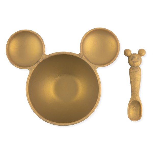 Tweede Kans (zonder originele verpakking) - Siliconen Eerste Baby Eetset - Disney Minnie Mouse - Gold