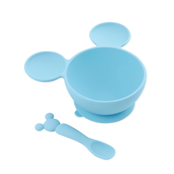 Deuxième Chance (sans emballage d'origine) - Ensemble de Premier Repas en Silicone - Disney Mickey Mouse - Light Blue