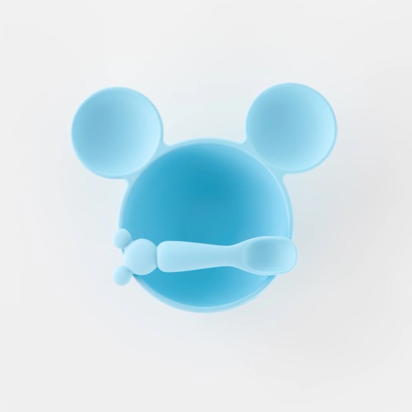 Deuxième Chance (sans emballage d'origine) - Ensemble de Premier Repas en Silicone - Disney Mickey Mouse - Light Blue